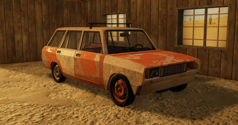 Official A desrt screenshot showing the garage and starter car